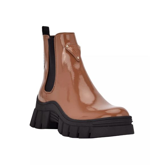 Guess Women's Hestia Lug Sole Chelsea Booties - Cognac/Black 5.5M - Picture 6 of 10